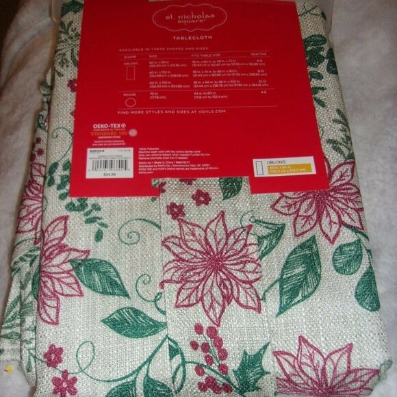 St. Nicholas Square Happy Hollydays Fabric Oblong Tablecloth - 60x84 NWT - Picture 2 of 3